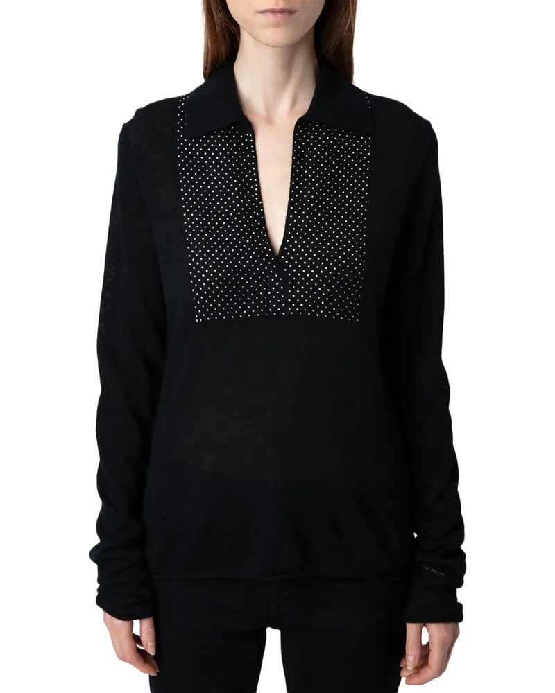 Zadig & Voltaire Sally Cp Strass Cashmere Sweater Black