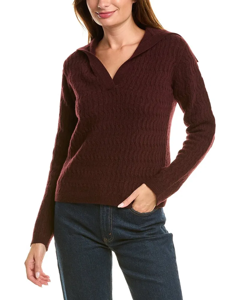 Theory Dimensional Wool & Cashmere-Blend Polo Sweater Red