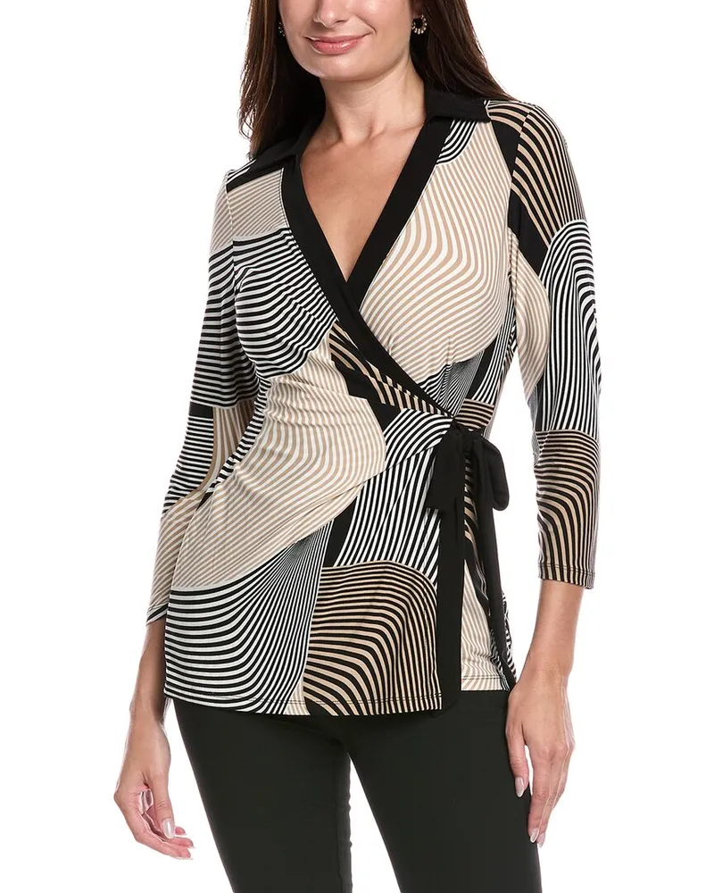 Anne Klein Banded Wrap Top Brown