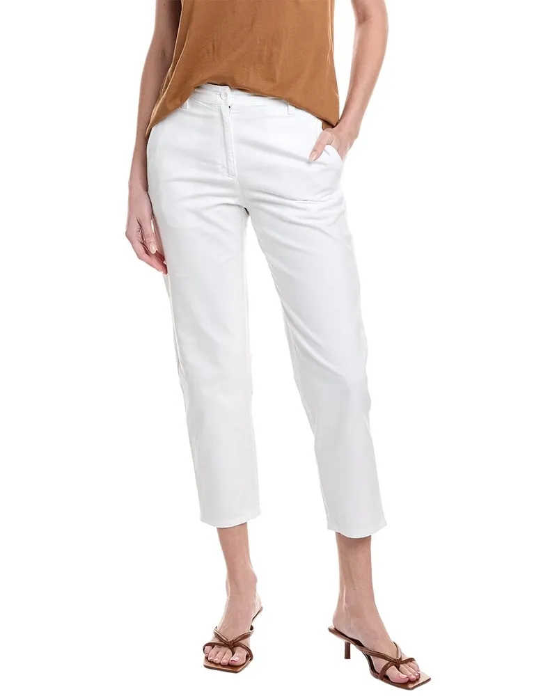 Eileen Fisher Petite High-Waist Tapered Ankle Pant White