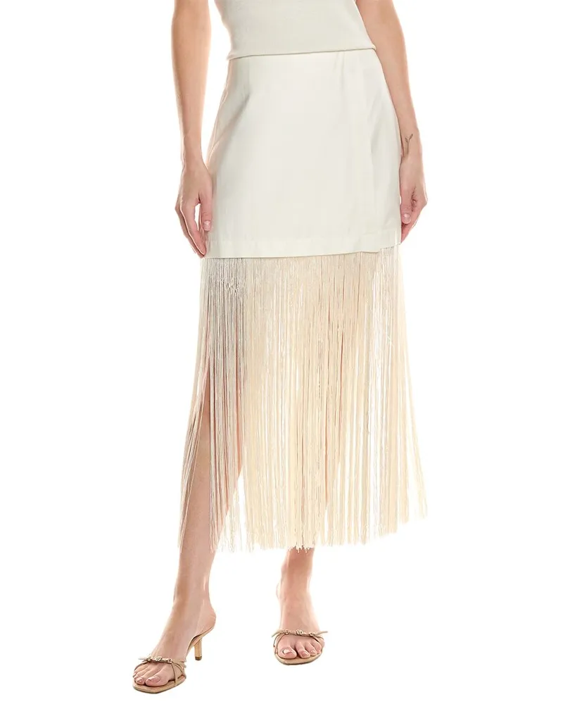Sea Pari Fringe Skirt White