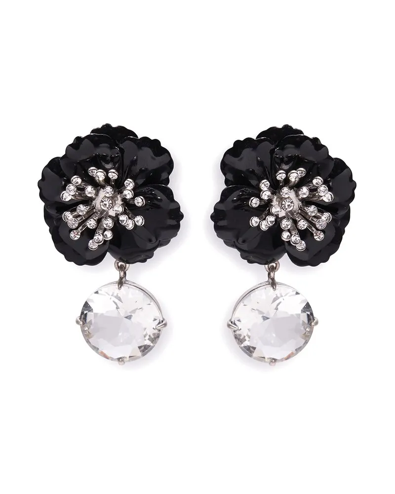 Carolina Herrera New York CZ Flower Crystal Drop Earrings Nocolor