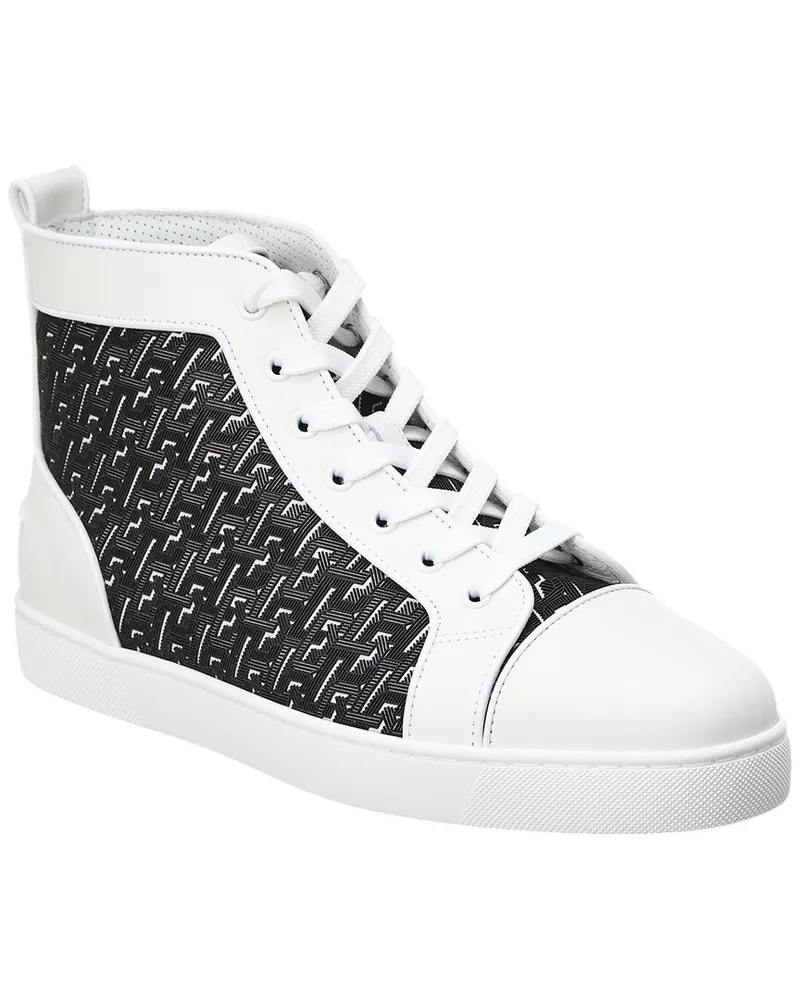 Christian Louboutin Louis Coated Canvas & Leather High-Top Sneaker White