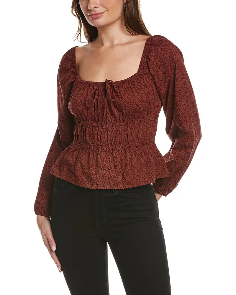 Nation Ltd Gianna Elastic Waist Blouse Red