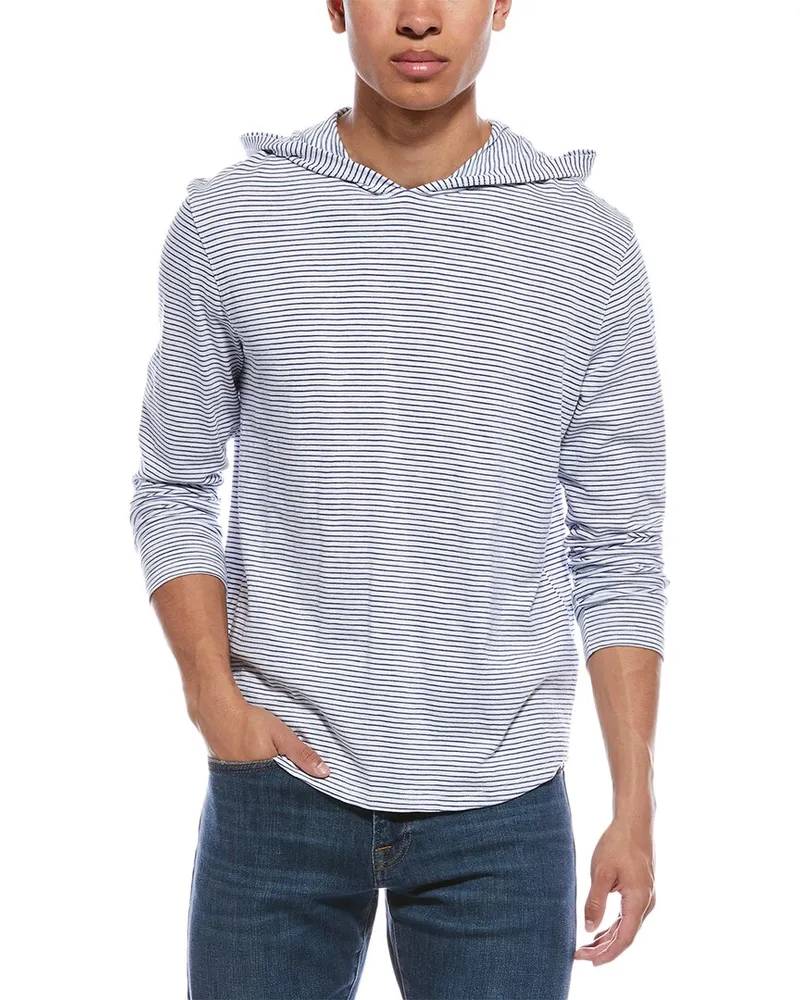 Vince Striped Hoodie White