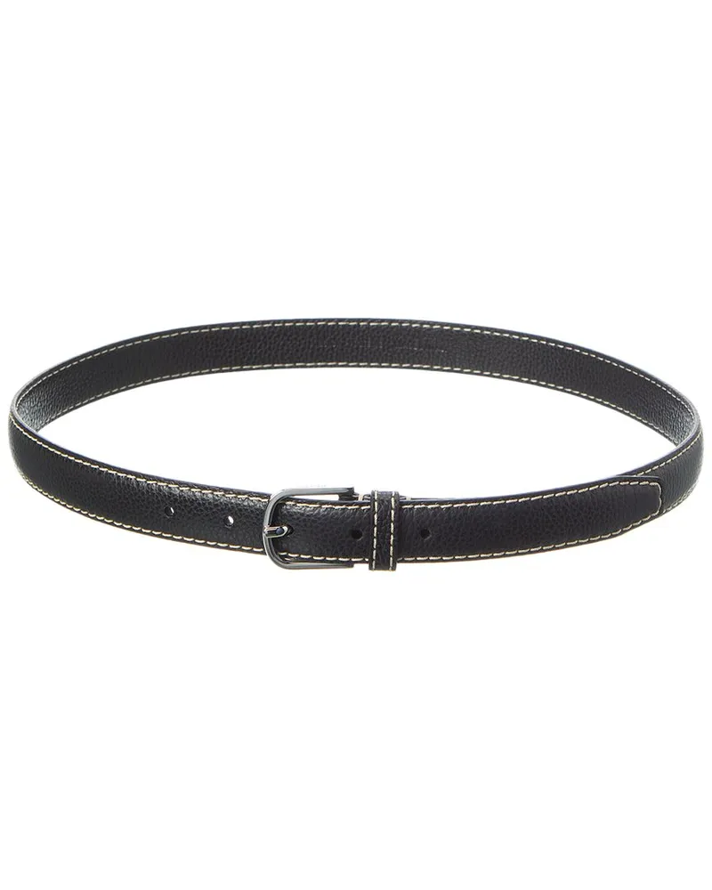 Totême Stitch Detail Leather Belt Black
