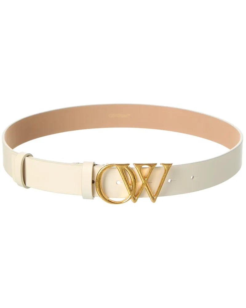 OFF-WHITE Off-White™ OW Initials Leather Belt White