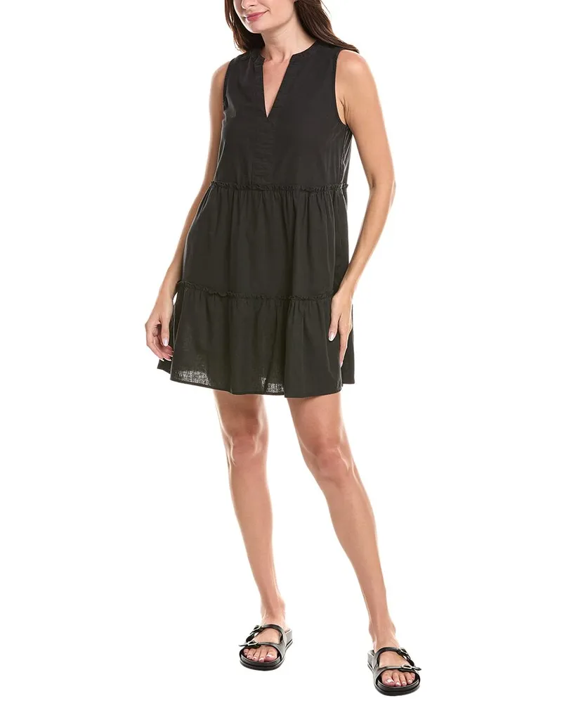 Michael Stars Sandra Linen-Blend Mini Dress Black