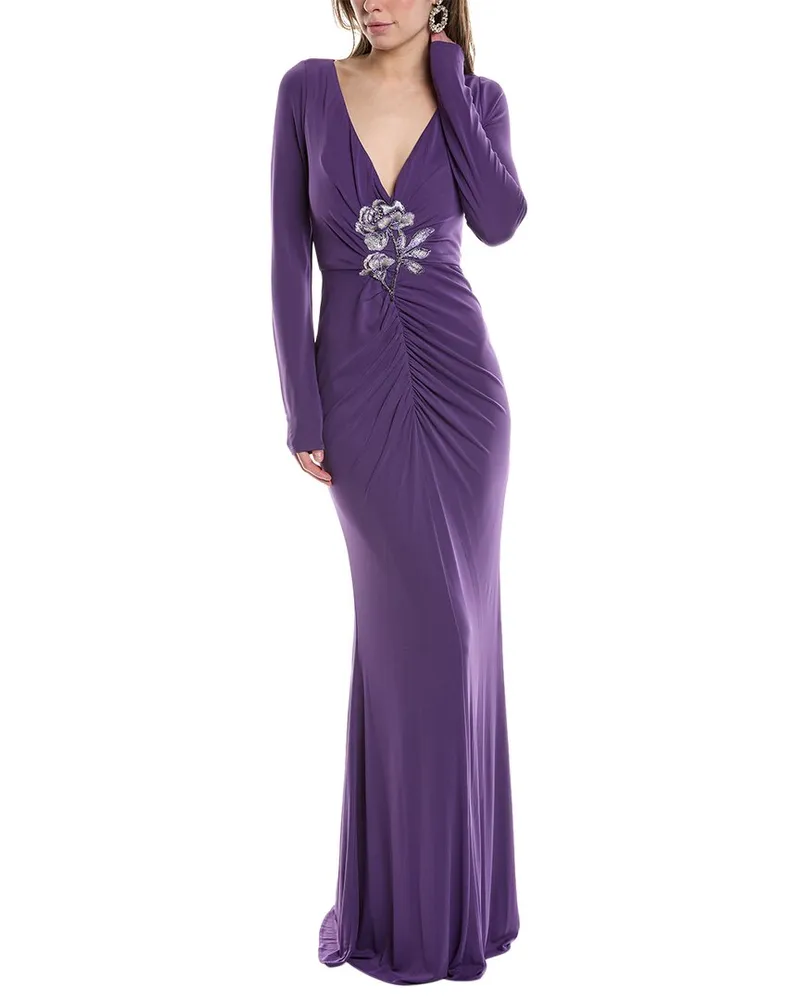 Marchesa Jersey Drape Gown Blue
