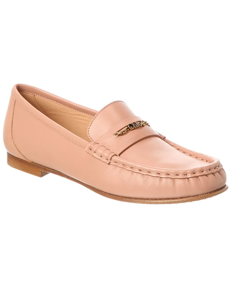 Chloé Logo Leather Loafer Pink