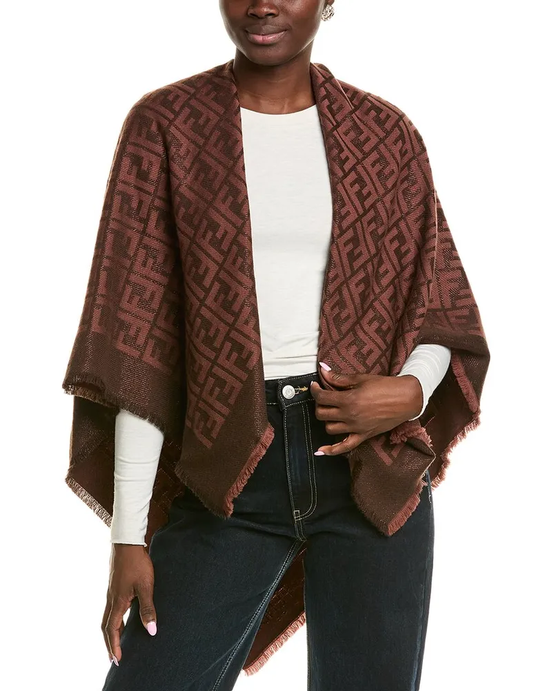 Fendi FF Wool-Blend Shawl Brown