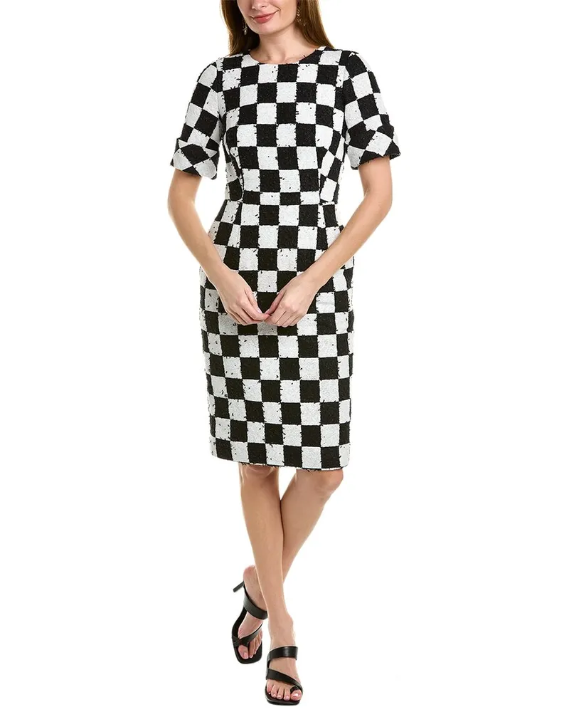 Oscar de la Renta Tweed Sheath Dress Black