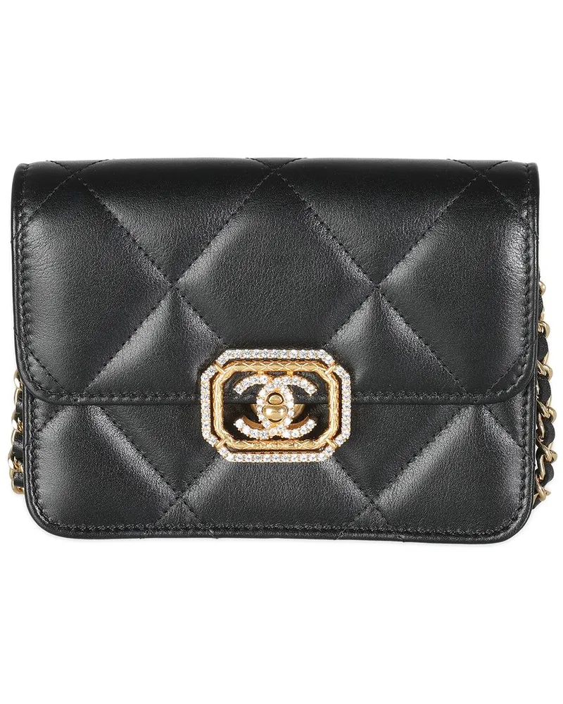 Chanel Black Quilted Leather Strass Mini Flap Bag (Authentic Pre-Loved Nocolor