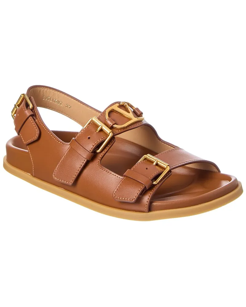 Valentino Garavani VLogo Leather Sandal Brown