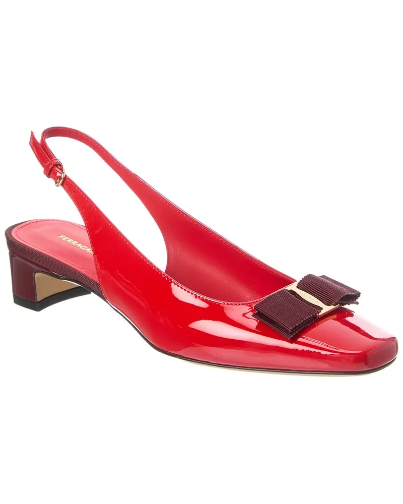 Ferragamo Rivada Patent Slingback Pump Red