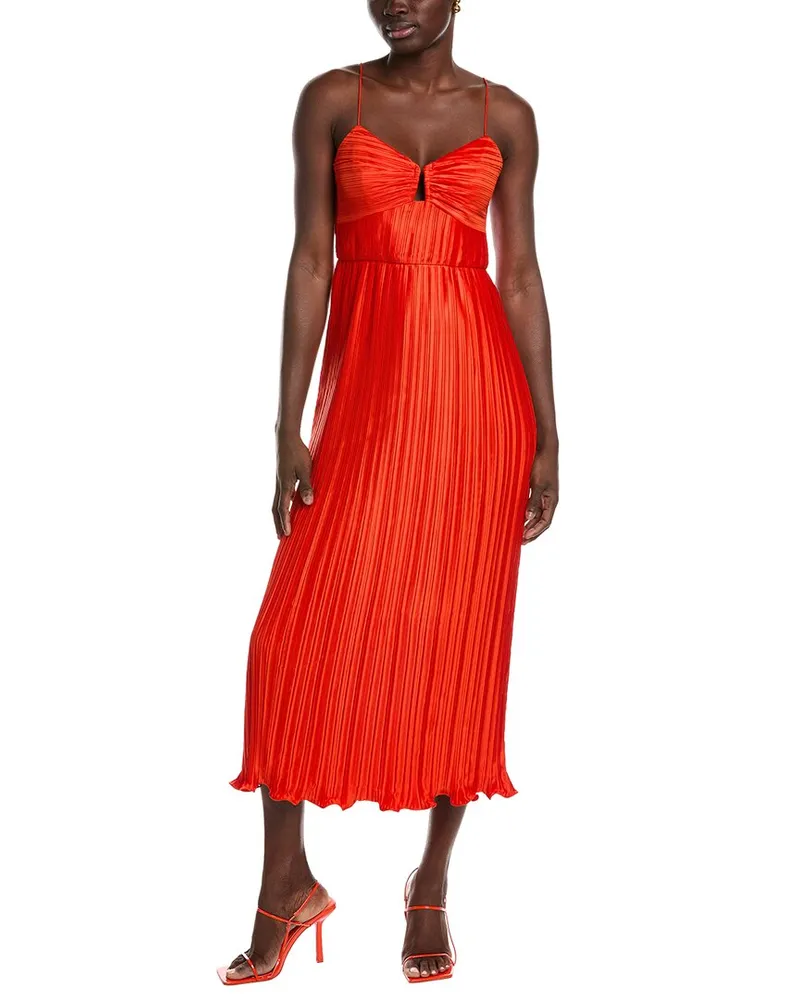 AMUR Dannie Pleated Midi Dress Red