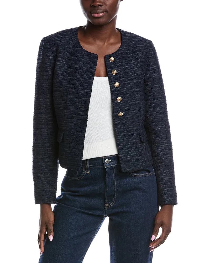 Sam Edelman Olive Collarless Jacket Blue