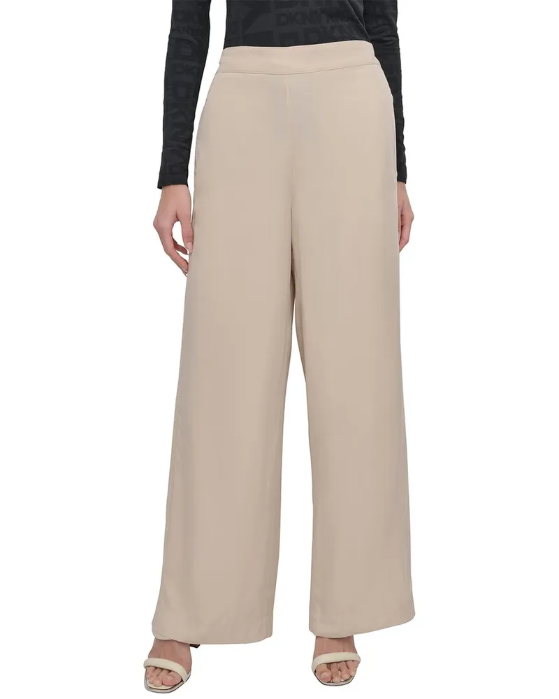 DKNY Pull-On Wide Leg Pant Brown