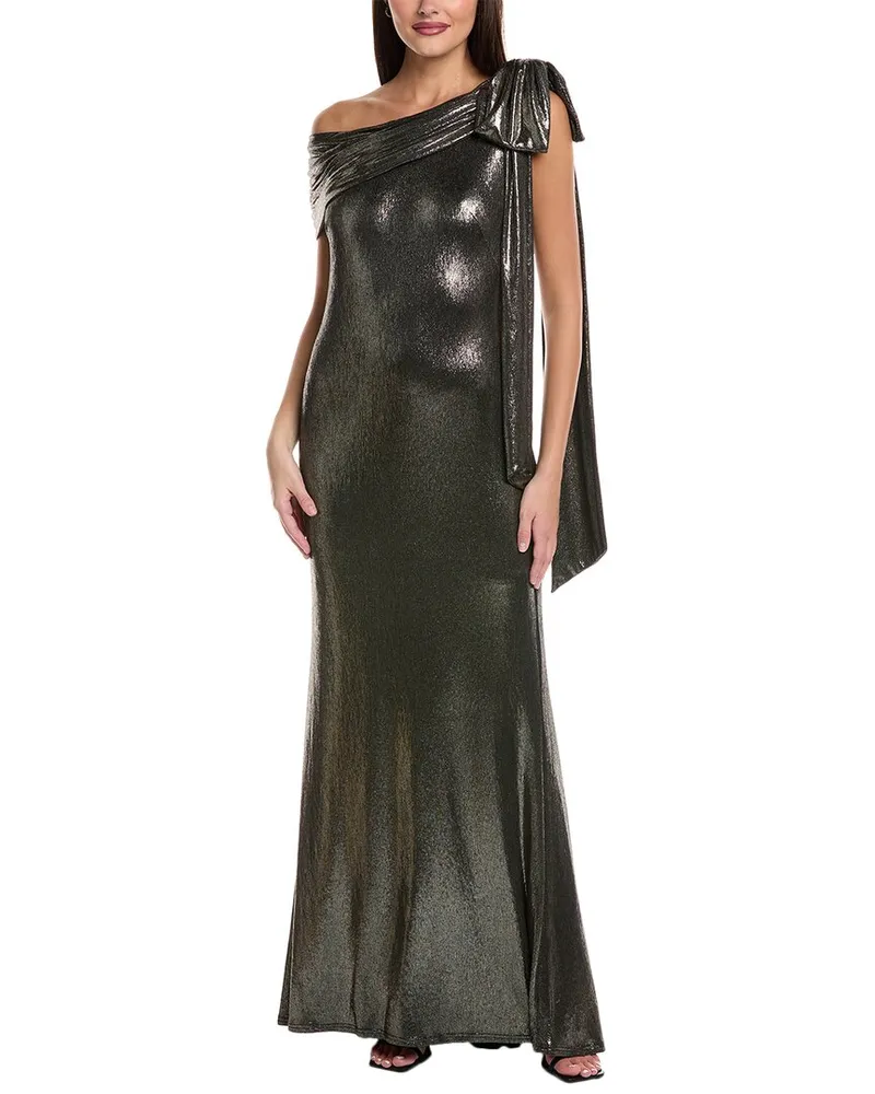 Tadashi Shoji One-Shoulder Metallic Gown Metallic