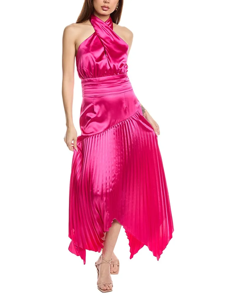 AMUR Dixon Halter Midi Dress Pink