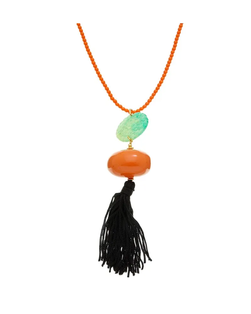 Kenneth Jay Lane Plated Pearl Tassel Necklace Nocolor