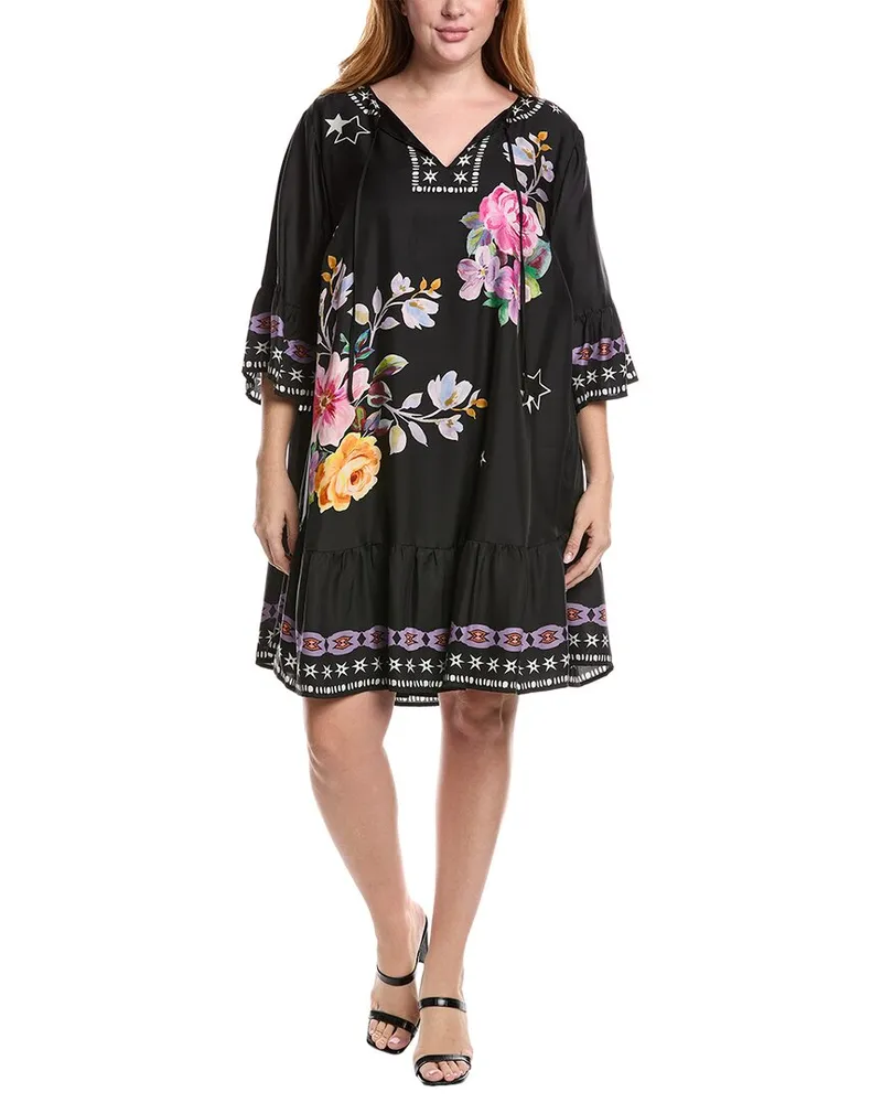 Johnny Was Plus Hailee Silk-Blend Mini Dress Black