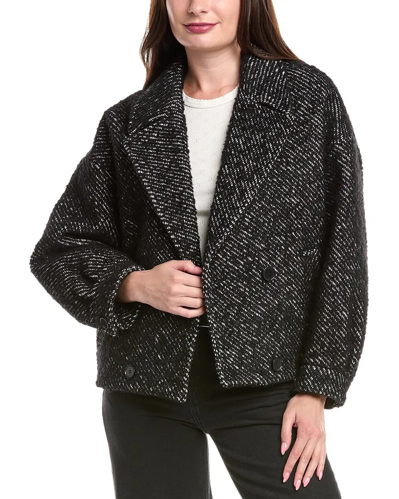Maje Wool-Blend Coat Black