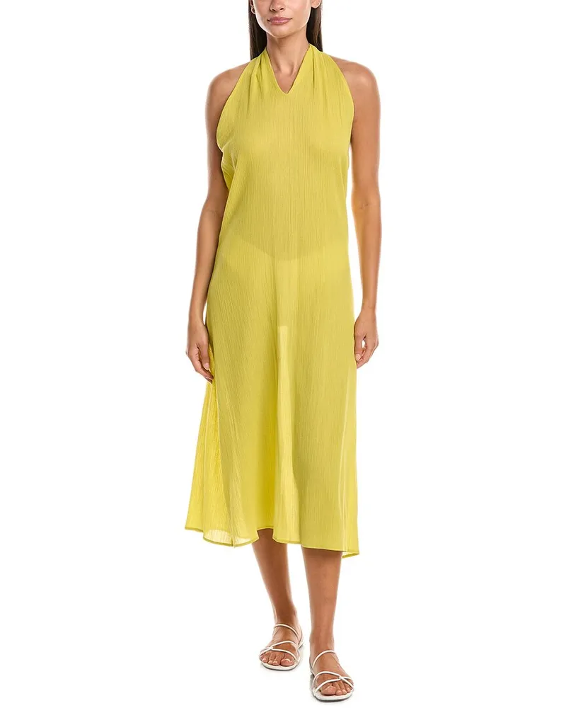 NATORI Gauze Maxi Halter Dress Yellow