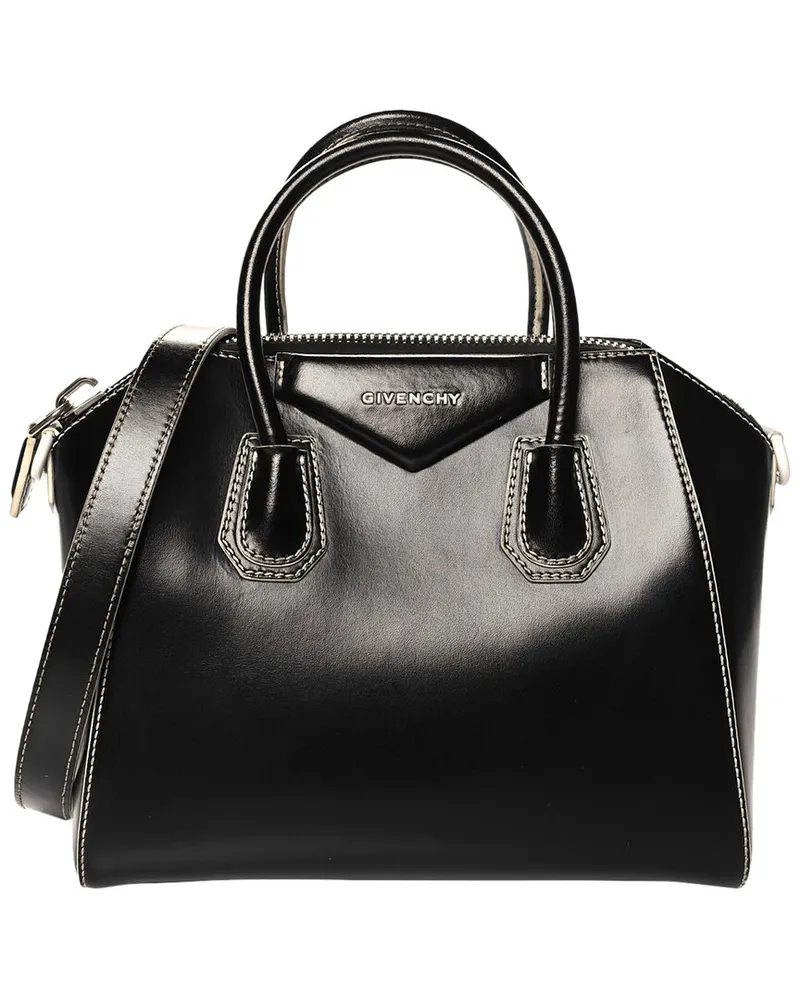 Givenchy Black Calfskin Leather Contrast Topstitch Small Antigona (Authentic  Pre-Loved Nocolor