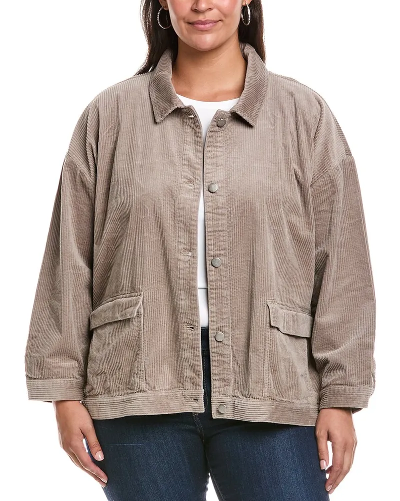 Eileen Fisher Plus Classic Collar Jacket Tan