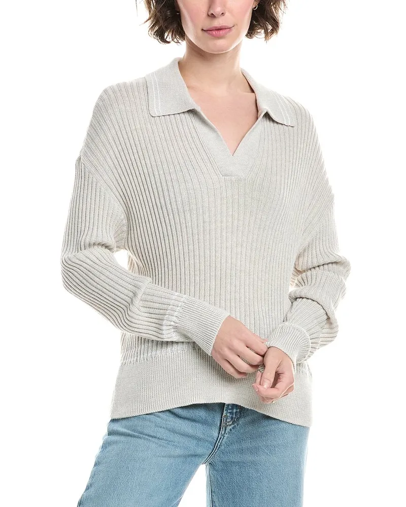 Rag & Bone Mabel Wool-Blend Polo Sweater Grey