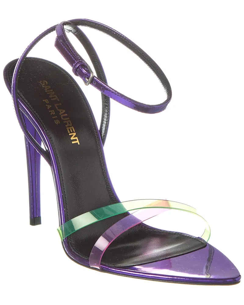 Saint Laurent 100 Vinyl & Leather Sandal Purple