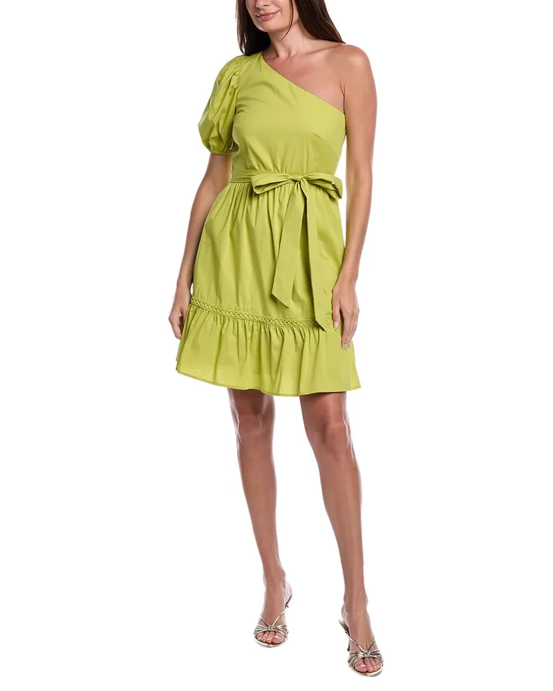 Anne Klein One-Shoulder Puff Sleeve Mini Dress Yellow