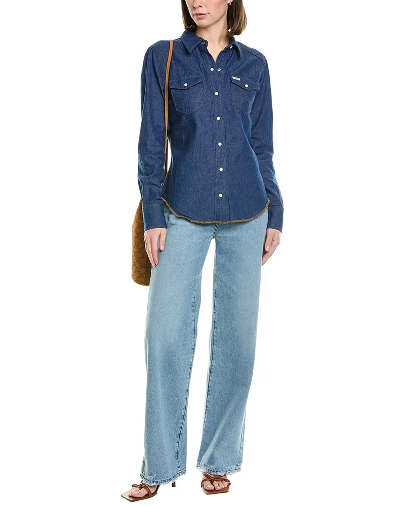 STAUD x Wrangler The Western Shirt Blue