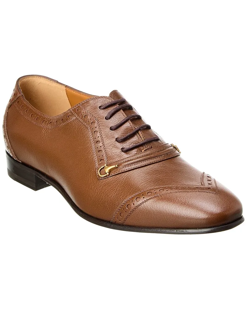 Gucci Lace-Up Leather Oxford Brown