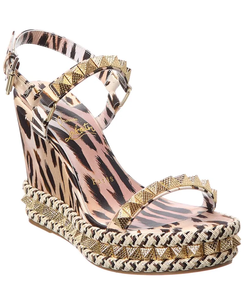 Christian Louboutin Pyraclou 110 Satin Wedge Sandal Black