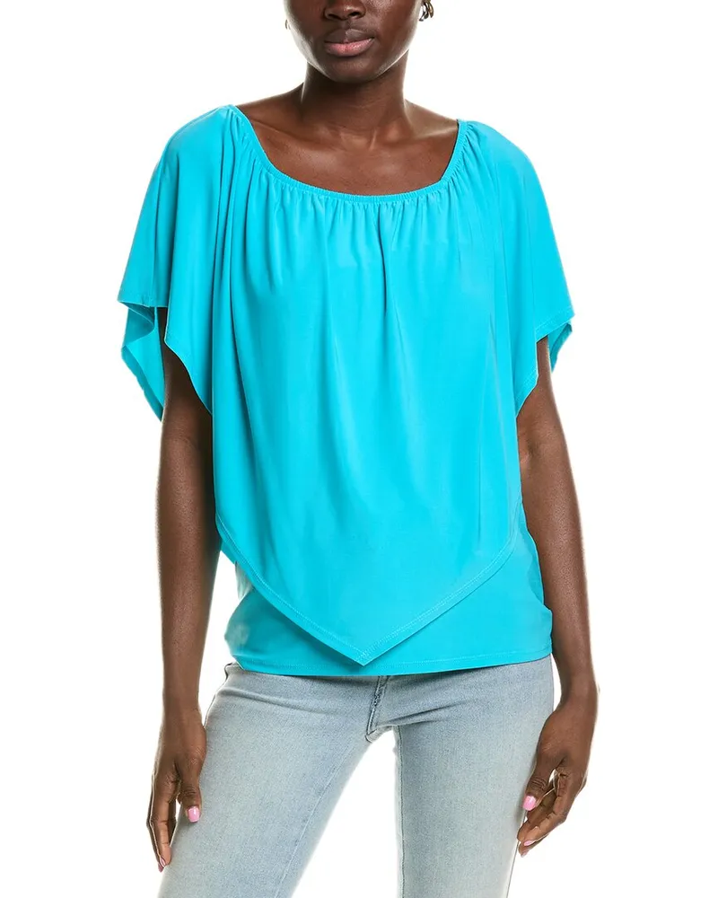 Joseph Ribkoff Off-The-Shoulder Overlay Top Blue