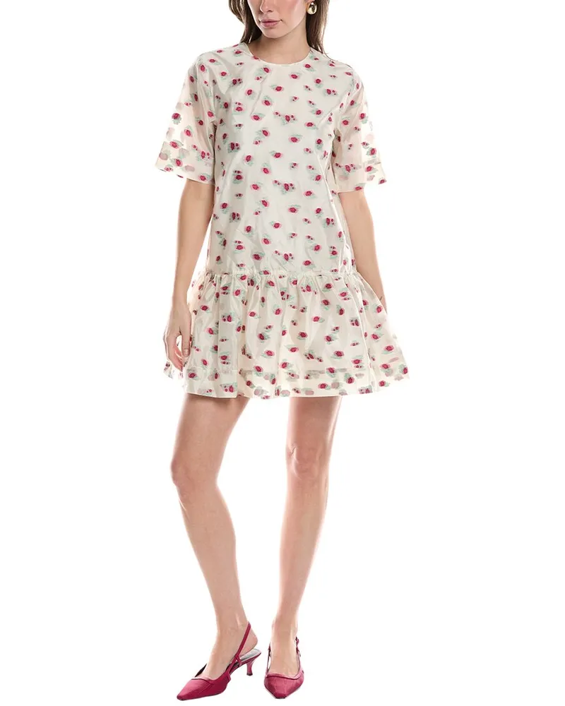 Ganni Organza Jacquard Mini Dress White