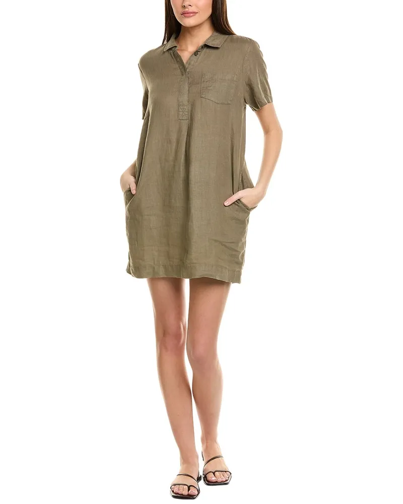 Michael Stars Ola Linen Utility Dress Green