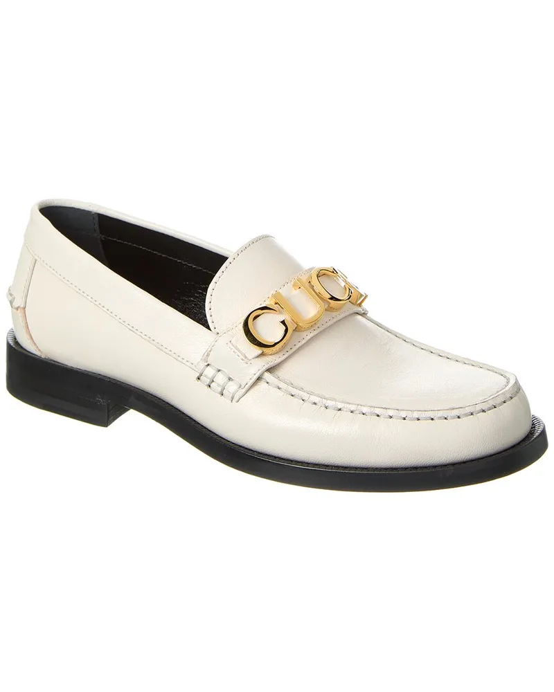 Gucci Logo Leather Loafer White