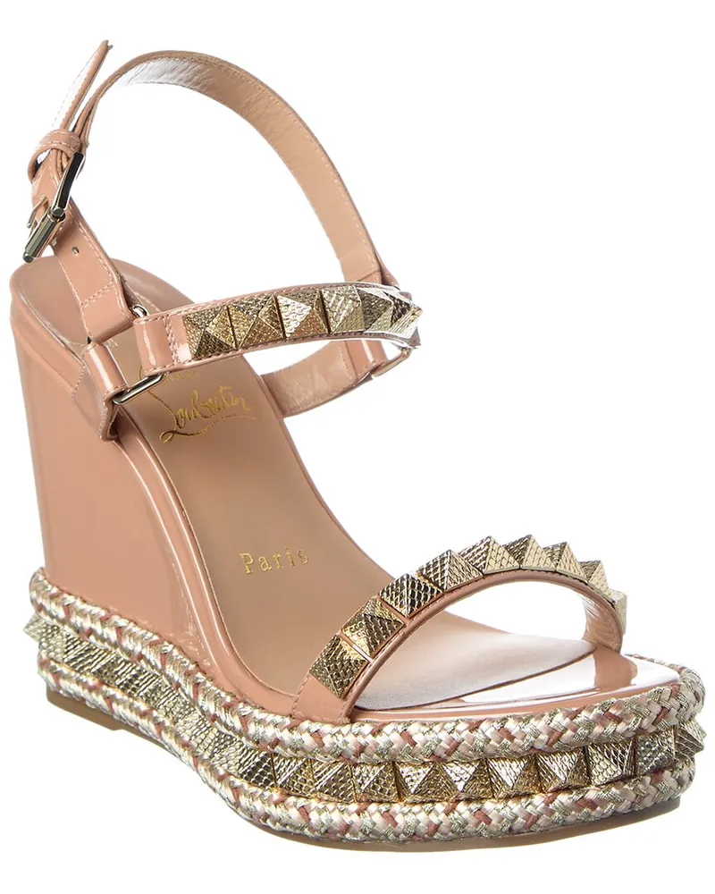 Christian Louboutin Pyraclou 110 Patent Wedge Sandal Brown
