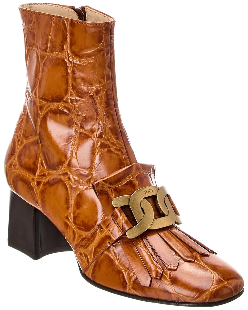TOD'S Kate Leather Bootie Brown