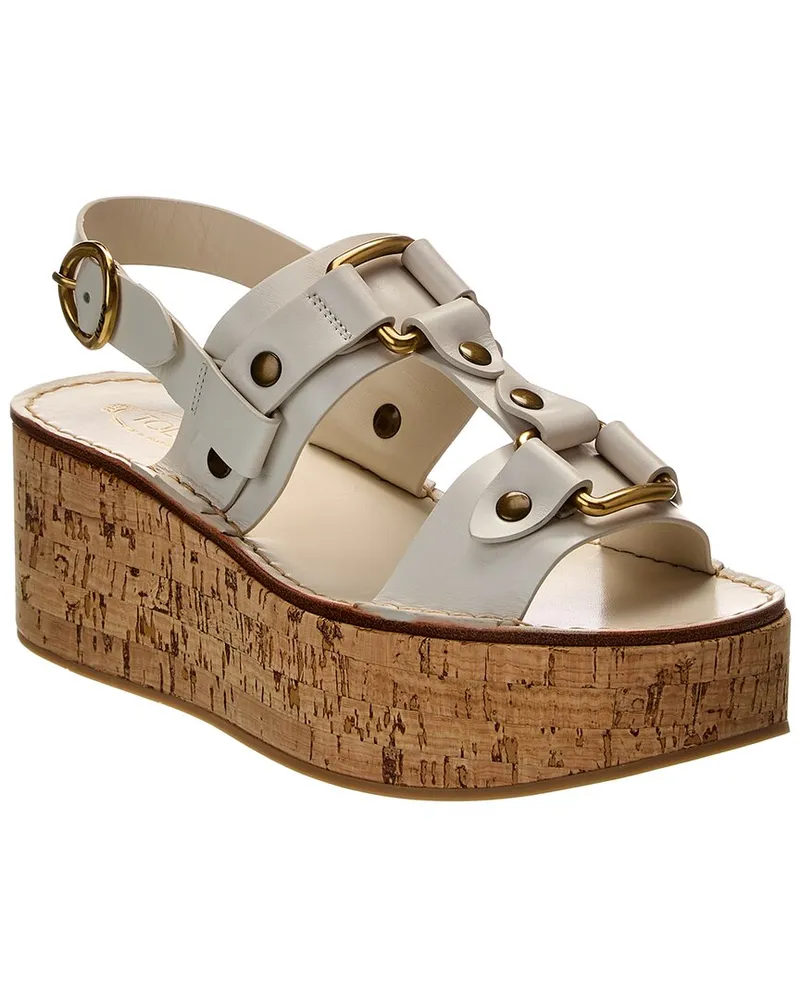 TOD'S TOD’s Leather Wedge Sandal White