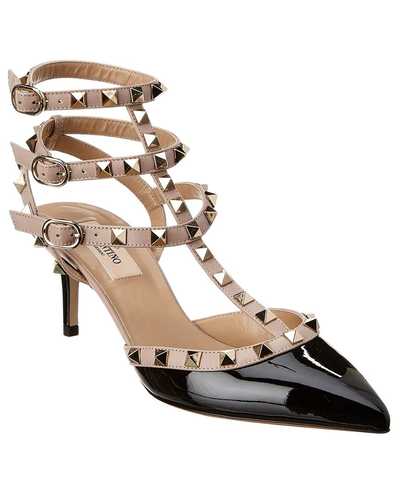 Valentino Garavani Rockstud Caged 65 Patent Ankle Strap Pump Nocolor