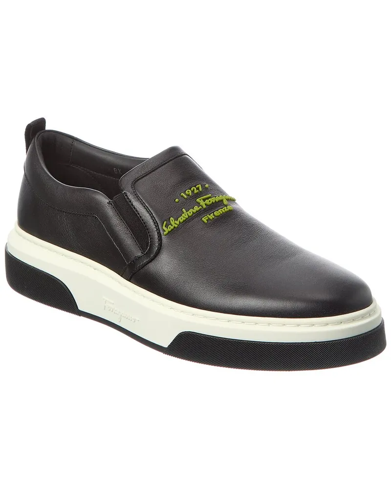 Ferragamo Leather Slip-On Sneaker Black