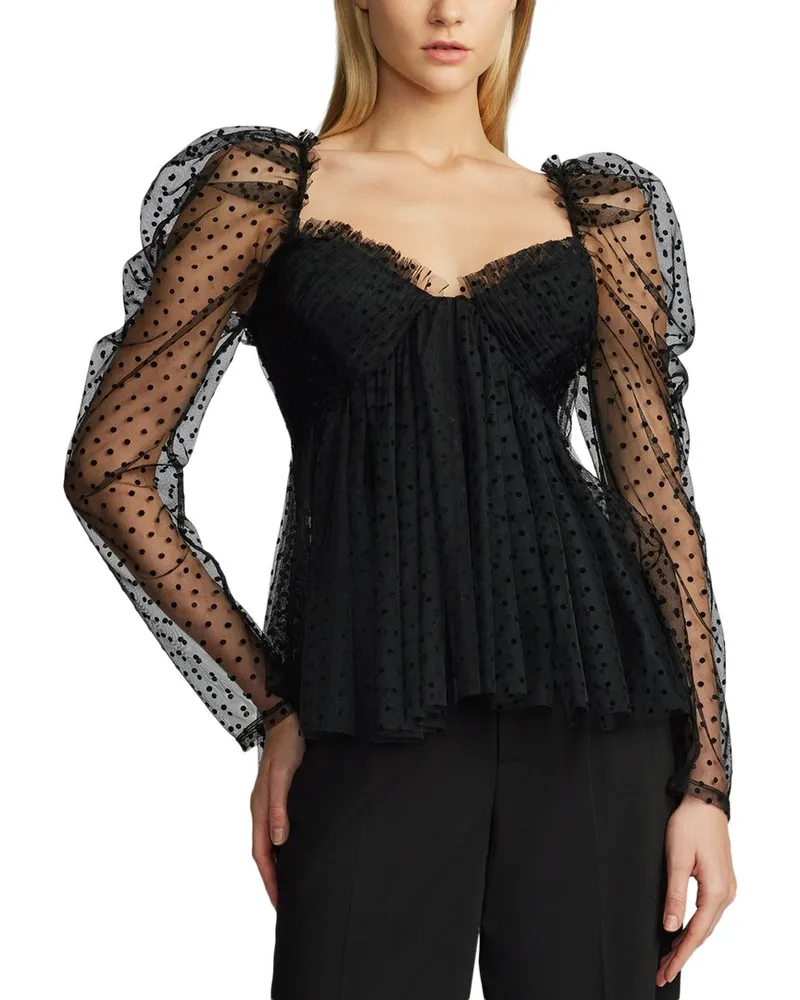 Zac Posen Dotted Tulle Top Nocolor