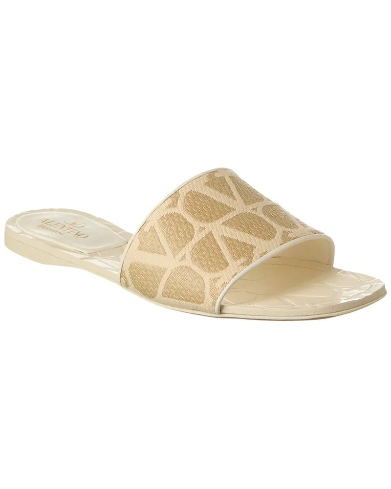 Valentino Garavani VLogo Canvas & Leather Sandal White