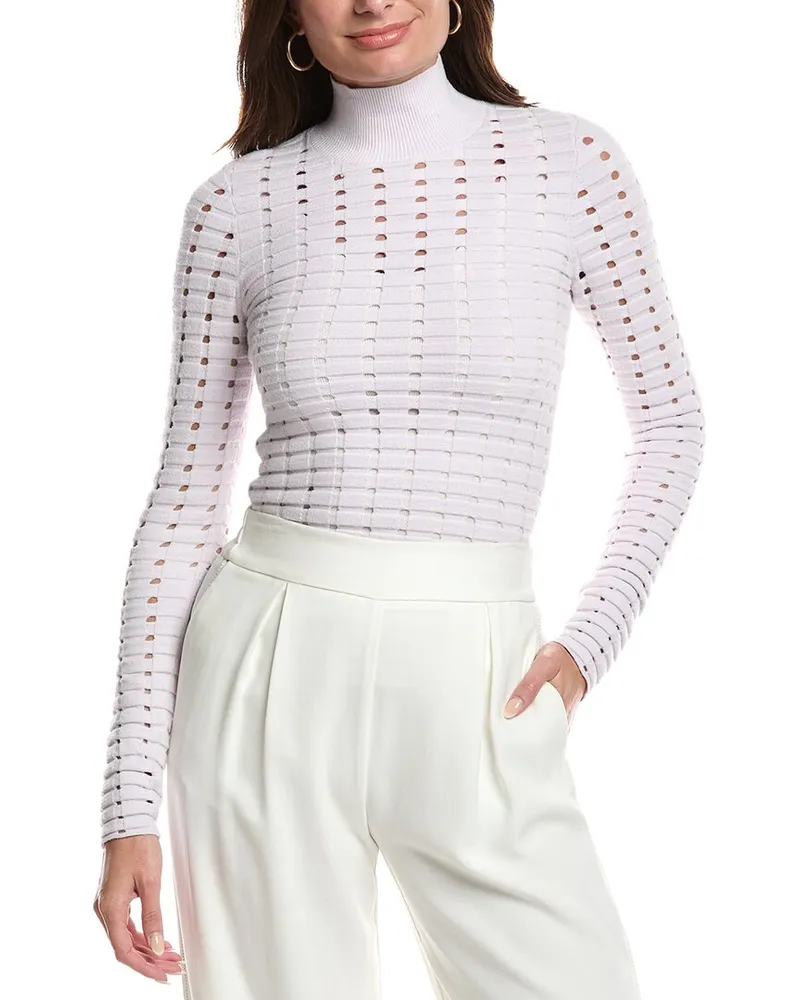 ST. JOHN Pointelle Sweater Pink