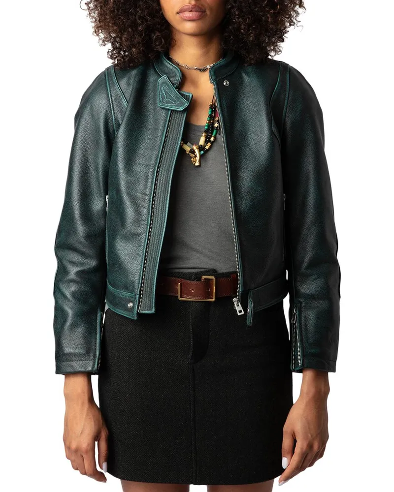 Zadig & Voltaire Loupa Leather Jacket Green