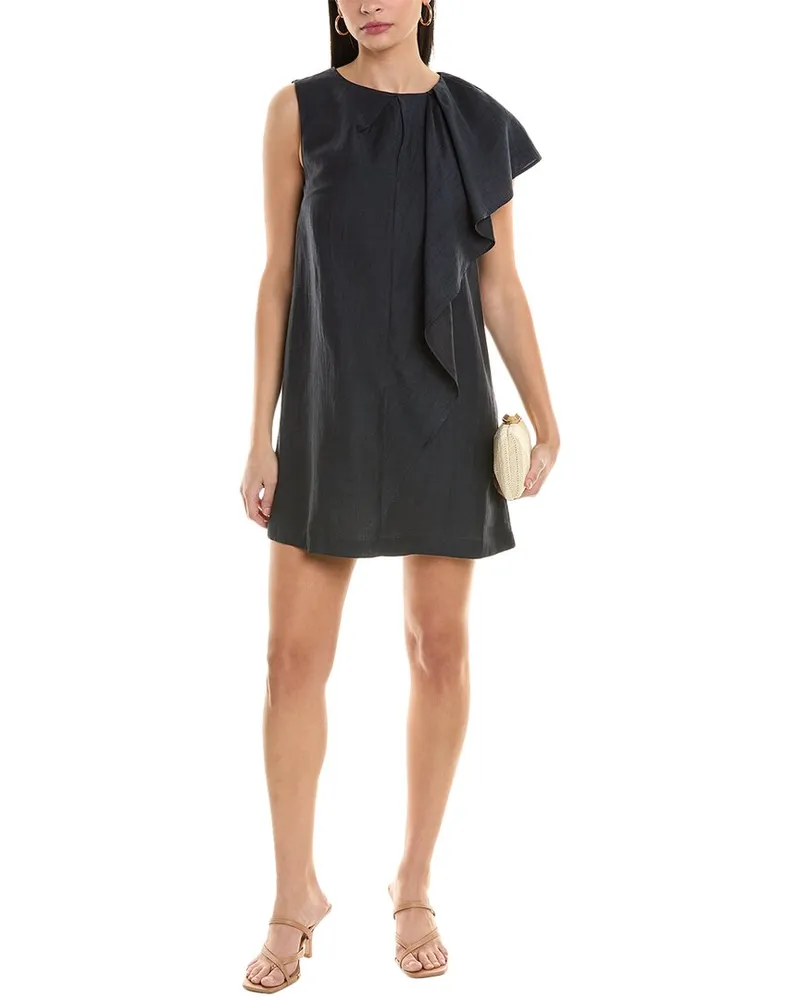 Alpha Studio Linen-Blend Shift Dress Blue